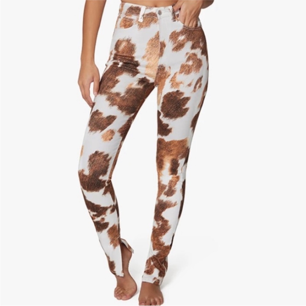 Weworewhat stiletto split cowhide pants high waisted